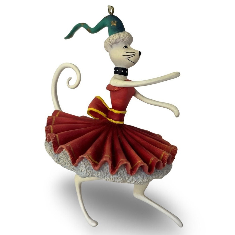 Whimsical Patience Brewster White Cat Ballerina Christmas Ornament